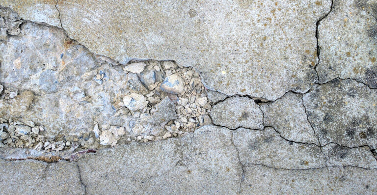 A close up picture of what concrete spalling looks like